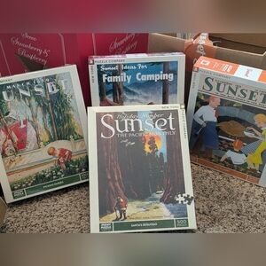 4 vintage sunset cover puzzles